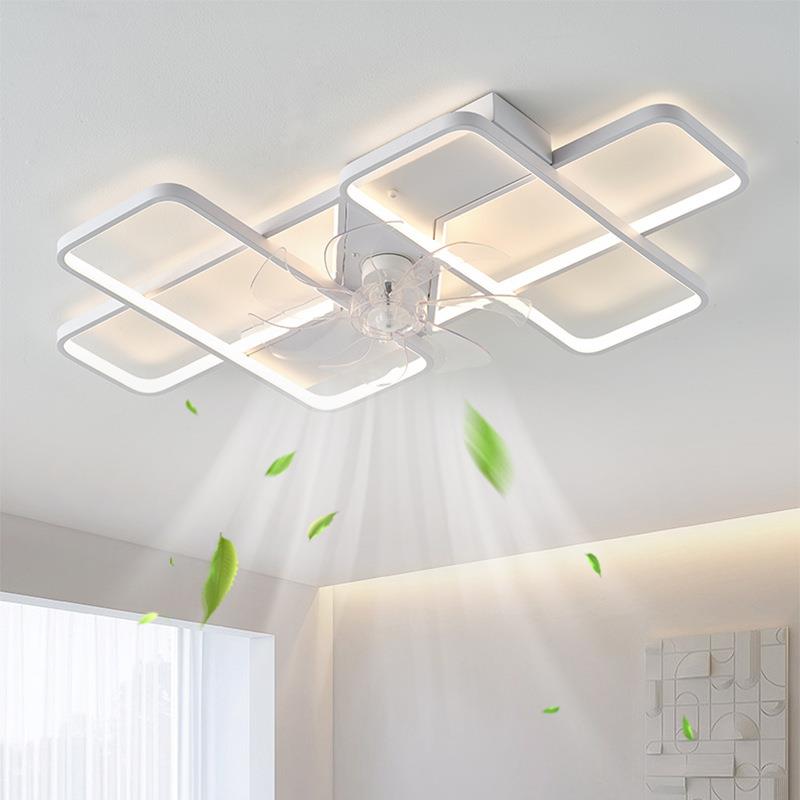 跨境110V客厅风扇灯现代简约家用一体智能静音遥控卧室书房电扇灯