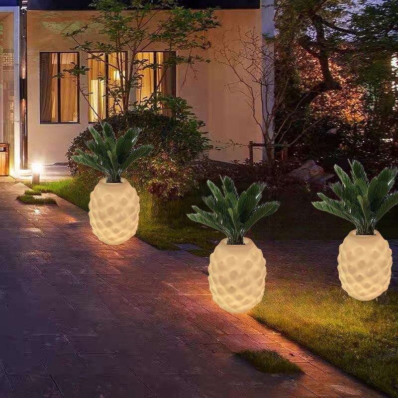 异性发光花盆菠萝形发光花盆LED七彩冰桶花园美陈装饰
