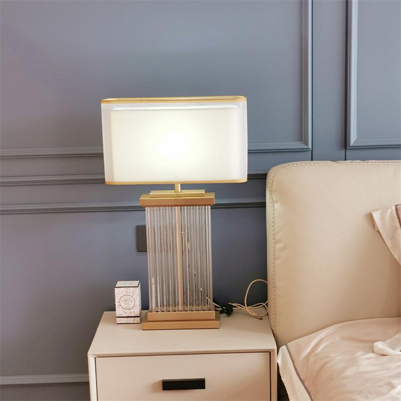 欧式轻奢水晶玻璃台灯后现代简约酒店样板房卧室时尚方形床头台灯