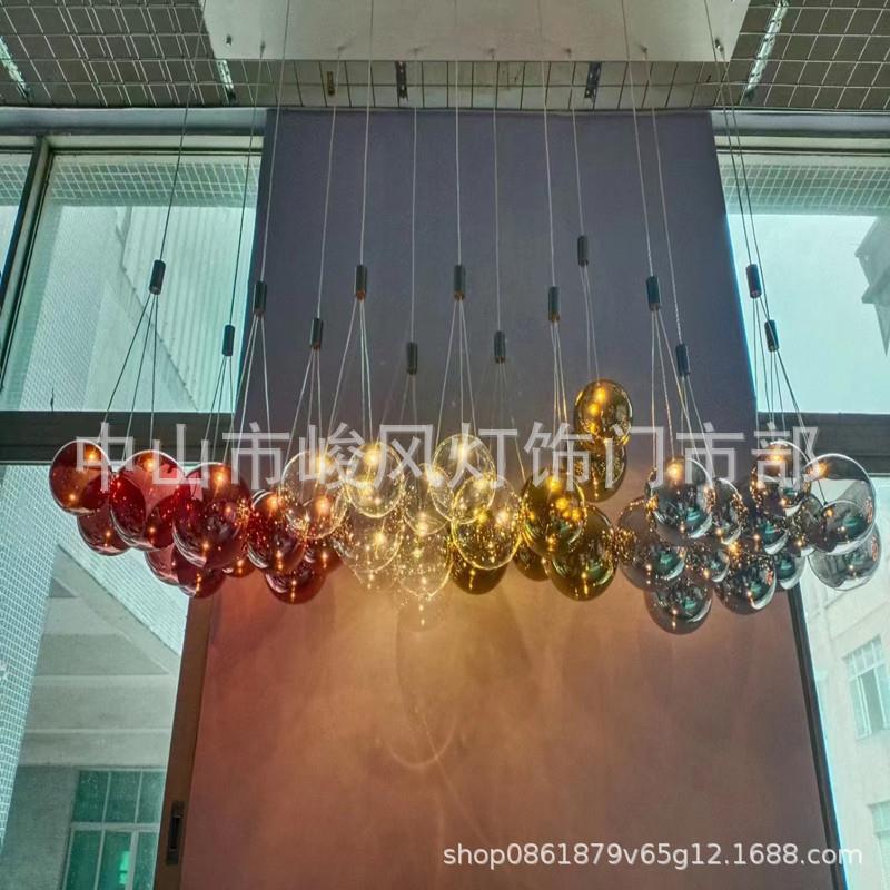 现代极简全铜玻璃艺术装饰吊灯酒店设计师别墅餐厅客厅大平层灯具