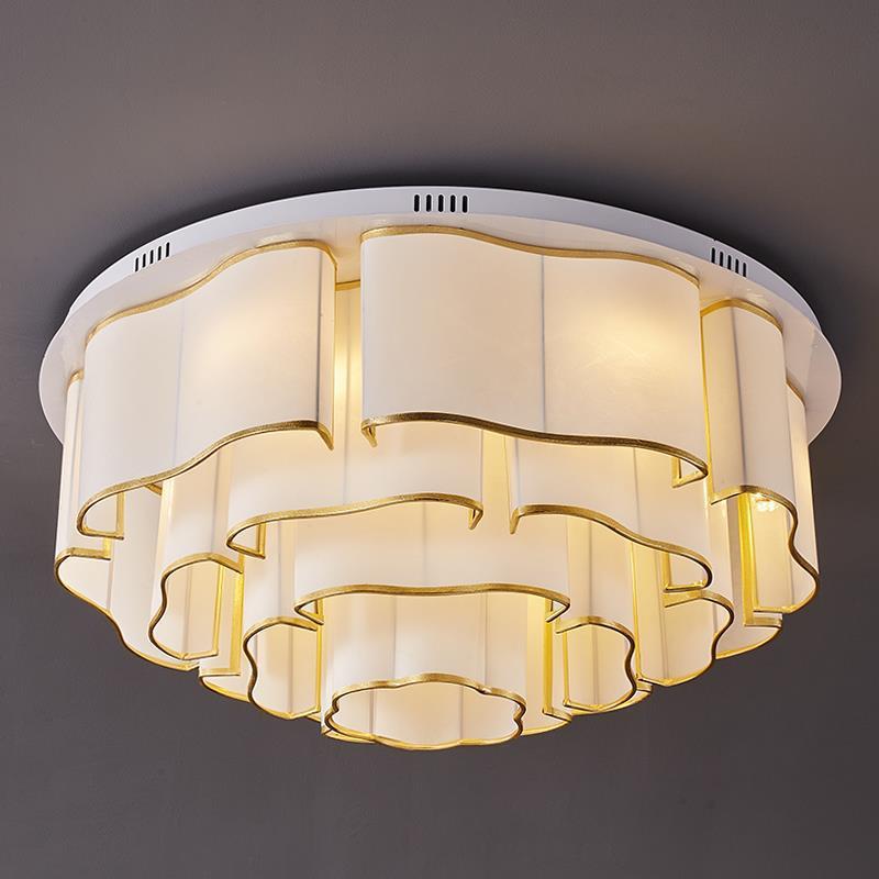 新中式客厅灯吸顶灯布艺酒店白色大堂茶楼工程灯现代简约大气家用