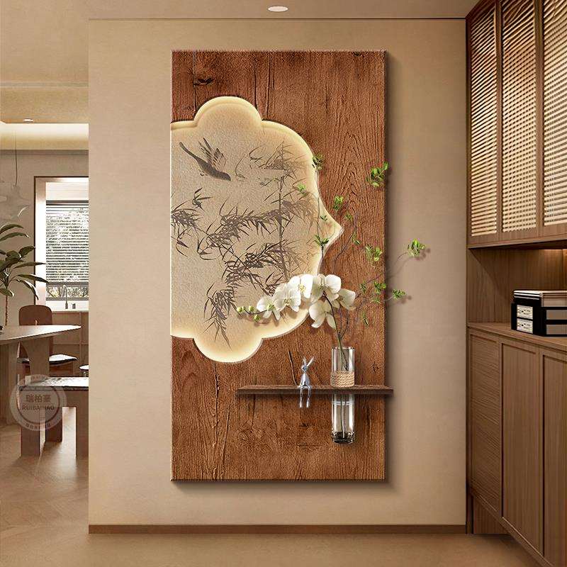 中古风玄关装饰画宋代美学法式造景客厅走廊过道挂画进门入户壁灯