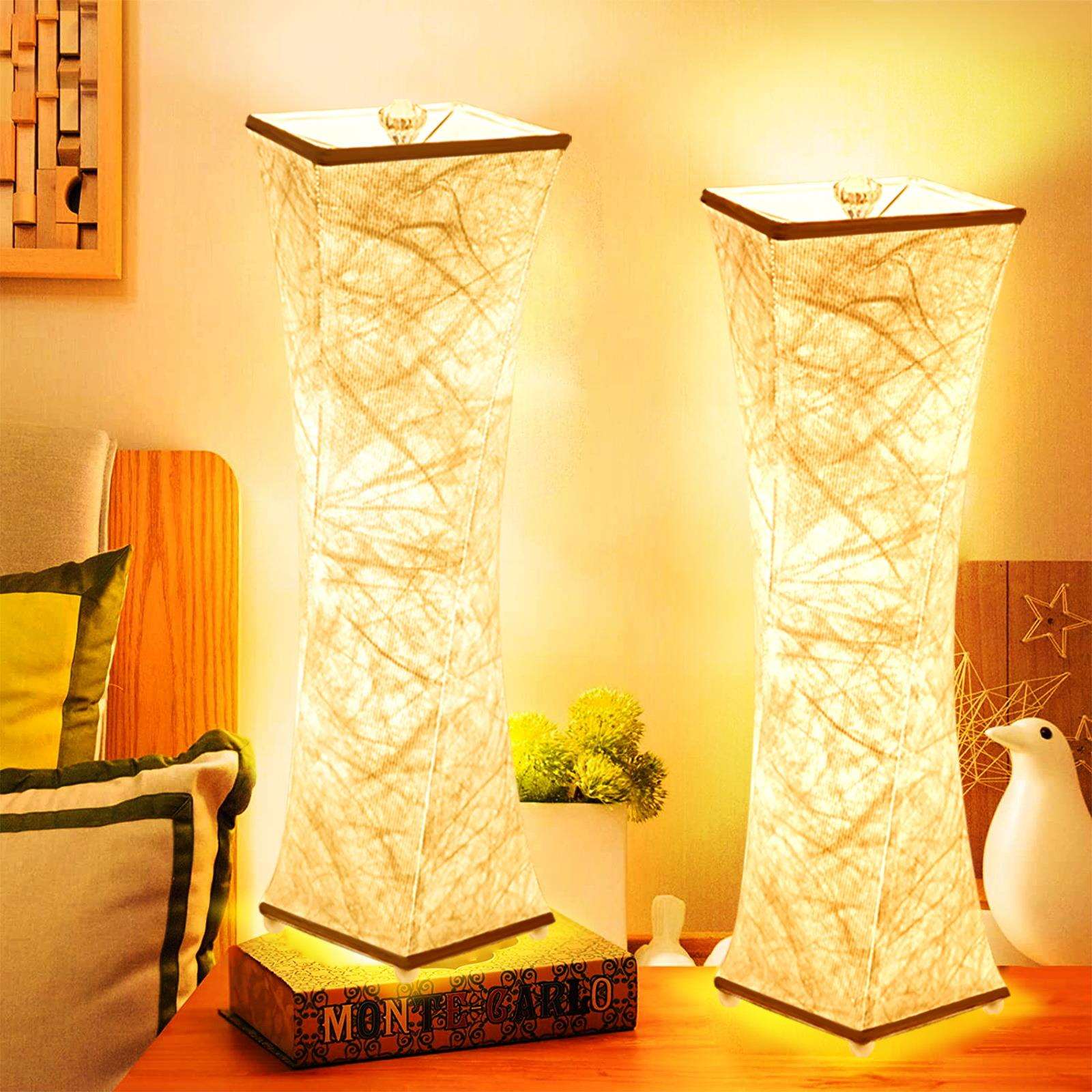 现代简约床头台灯卧室灯可调节LED装饰小台灯220V布艺桌面灯 夜灯