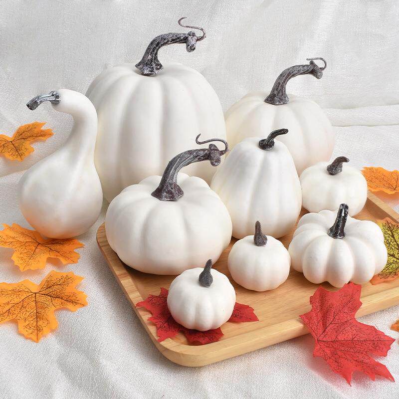 仿真南瓜模型万圣节南瓜9pcs套装摆件装饰道具户外摄影早教道具