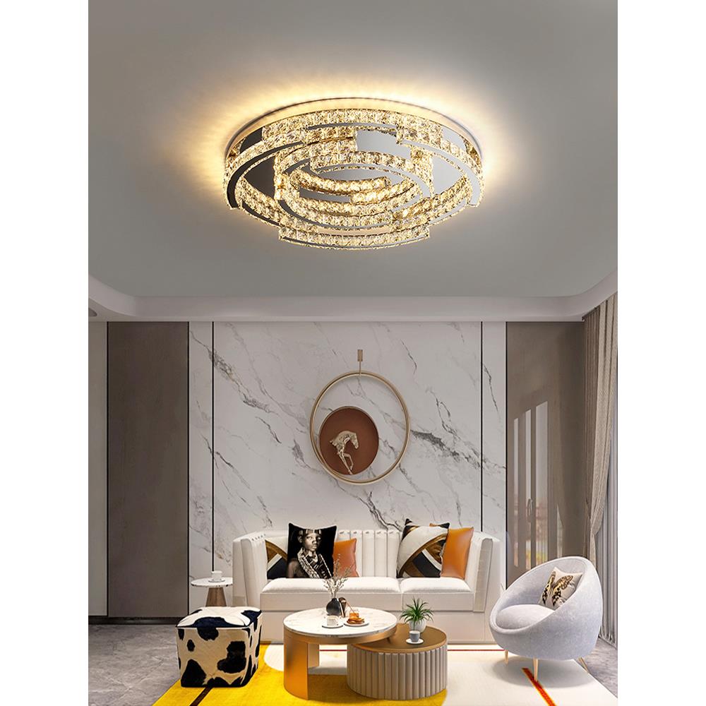 新款创意轻奢水晶吸顶灯客厅大厅简约高档LED灯饰高颜值豪华版灯