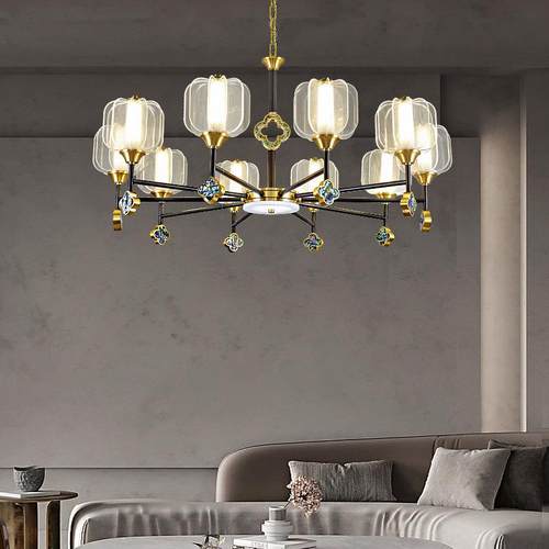 现代简约新中式全铜客厅吊灯2021年新款餐厅书房卧室大气led大灯