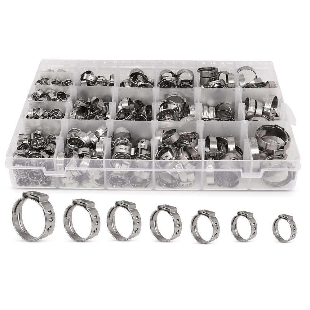 跨境520pcs盒装304不锈钢快速固定,卡箍喉箍抱箍管卡组合套装
