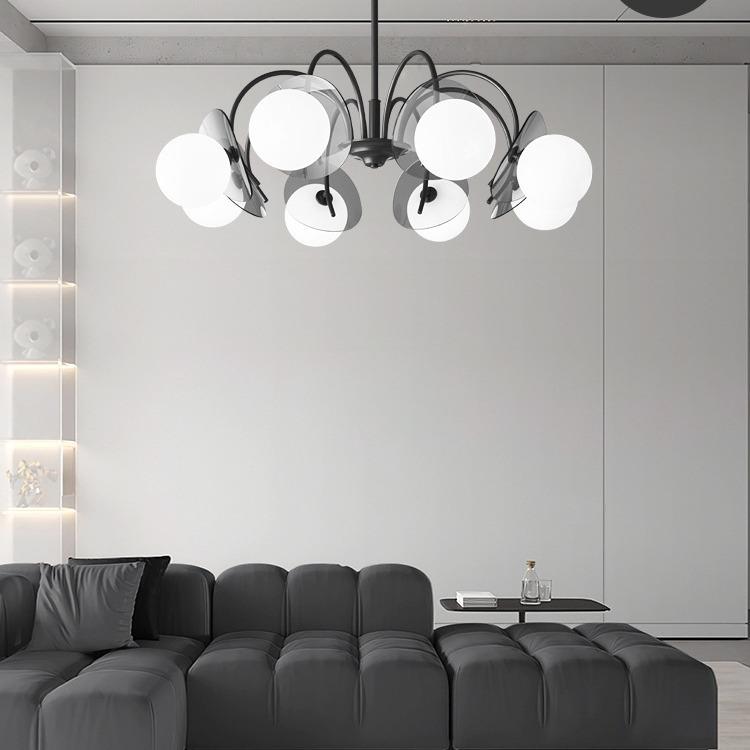 意式极简艺术客厅吊灯简约现代全铜黑色创意魔豆玻璃餐厅灯具