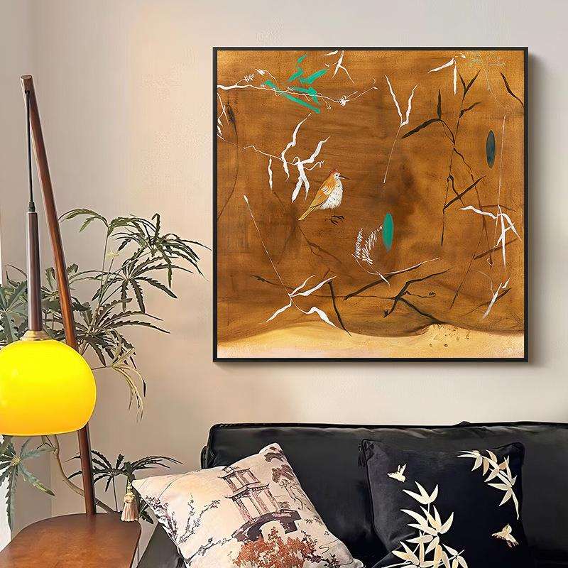 法式中古玄关装饰画小众飞鸟客厅沙发餐厅挂画美式复古卧室壁画