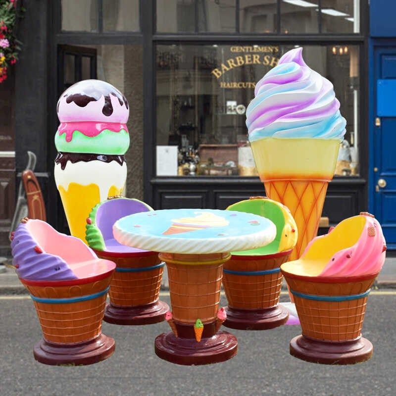 冰淇淋户外卡通休闲座椅玻璃钢雕塑幼儿园商场美陈桌椅摆件装饰品,家居饰品,户外/庭院摆件,淘宝优惠券,粉丝福利购,淘宝优惠卷