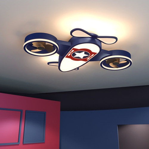 大气飞机灯儿童房吸顶灯护眼男孩房间灯创意电风扇客厅卧室商铺灯