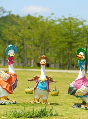 户外农场鸭子玻璃钢园林餐厅饭店动物雕塑庭院幼儿园卡通装饰摆件