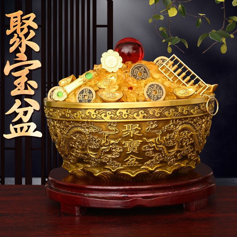 黄铜聚宝盆摆件铜香炉纯居家客厅聚招进宝財公司店铺柜台玄关礼品,家居饰品,桌面摆件,淘宝优惠券,粉丝福利购,淘宝优惠卷