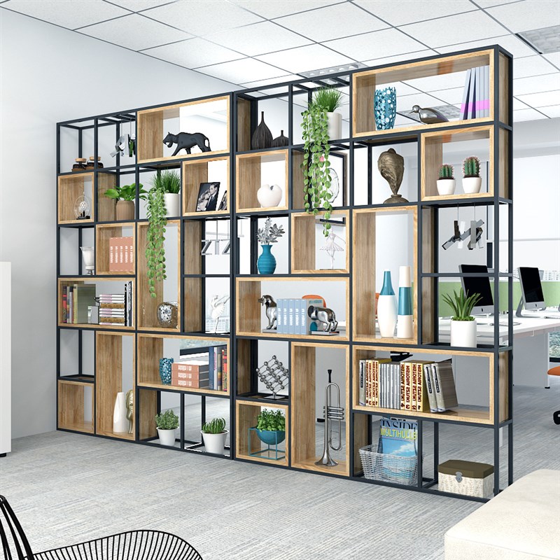 办公室屏风隔断置物花架衣柜收纳欧式实木厚实墙铁艺镂空现代简约