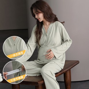 月子服5X 胖mm200斤睡衣女秋夏季 薄款 长袖 孕妇产后哺乳加肥R加大码