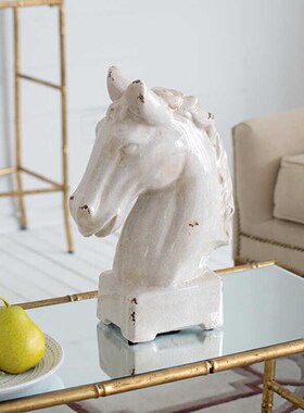 美式复古马首摆件开业礼品客厅装饰品艺术雕塑玄关桌面工艺品摆设