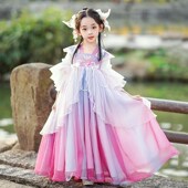 2024新款 夏款 儿童古装 绝美演出服超仙唐装 连衣裙夏装 汉服女童夏季