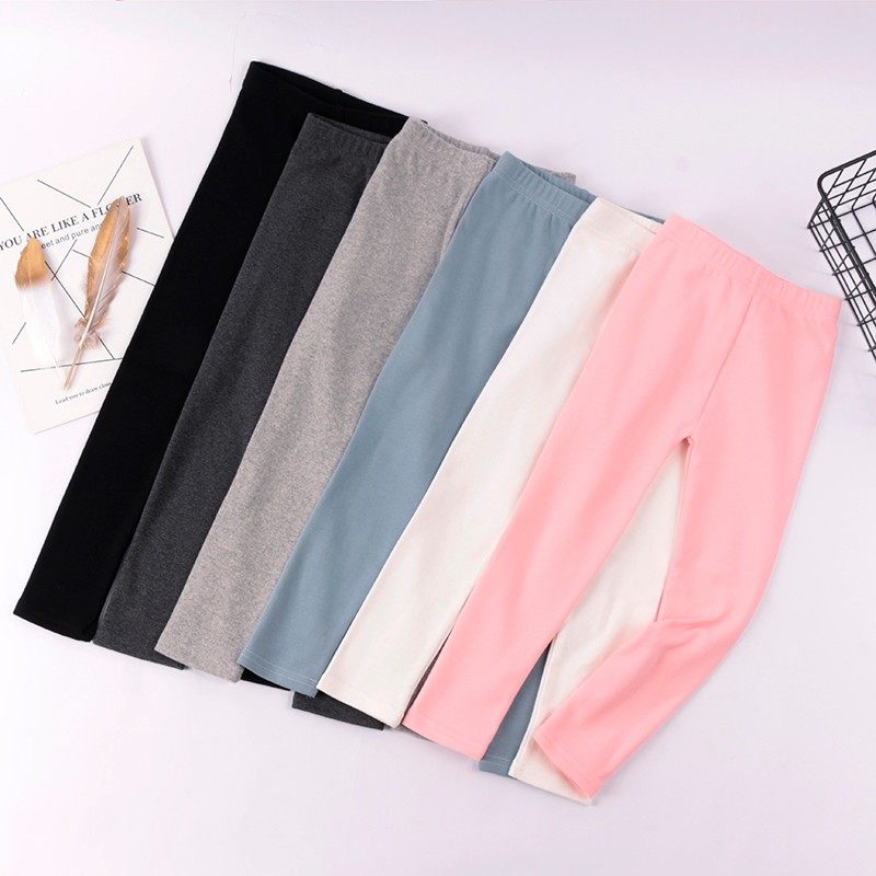 女童打底裤春秋薄款黑色纯棉女宝宝裤子白色弹力外穿长裤纯色紧身