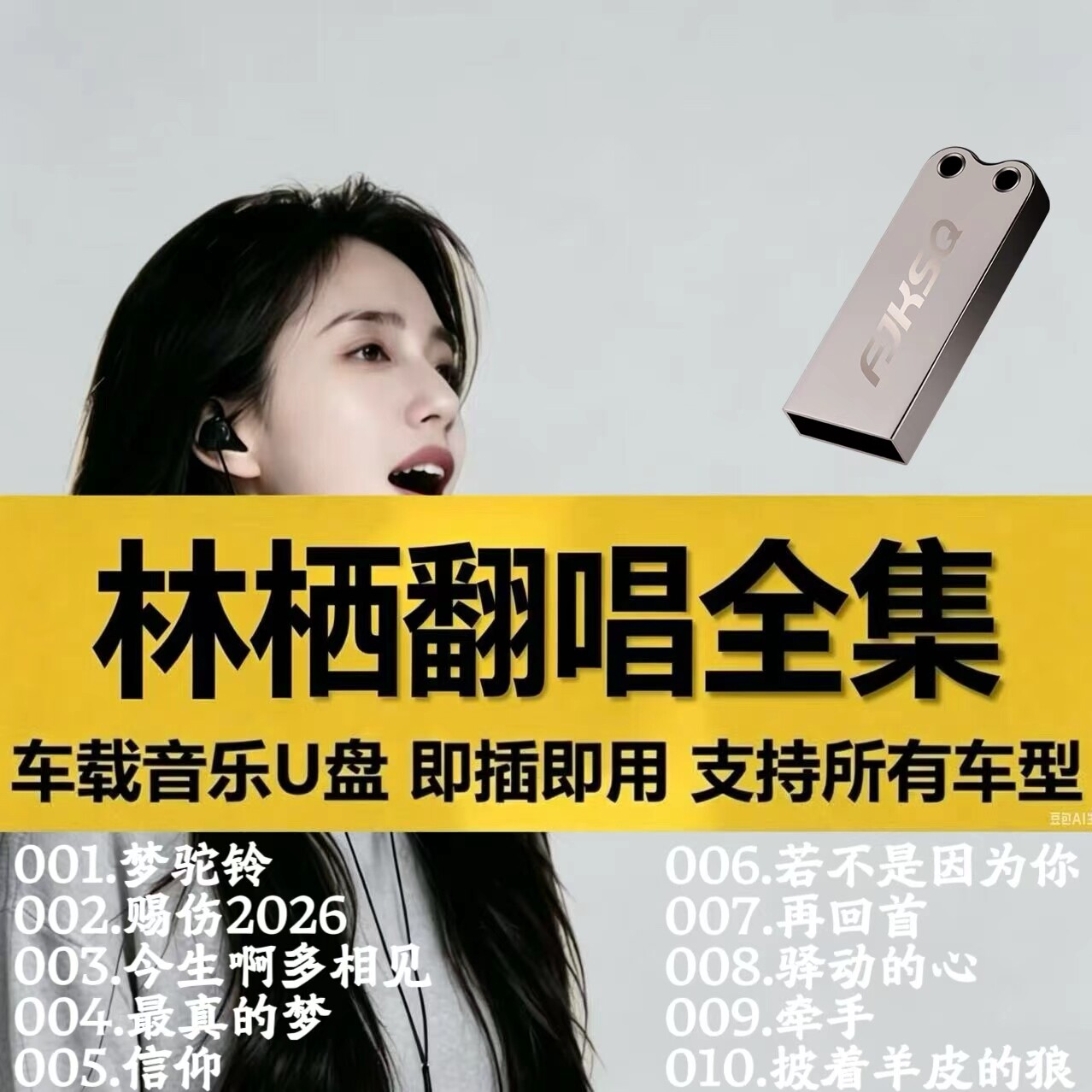 林栖车载歌曲U盘新老歌曲翻唱全集流行无损高品质车用音乐usb优盘