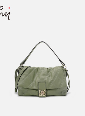 WHY女包抽绳束带方包头层牛皮手提香风菱格包高级感单肩斜挎包