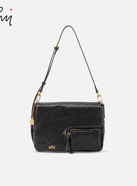 WHY女包植鞣皮单肩包设计师原创多口袋工装包大容量通勤斜挎包新