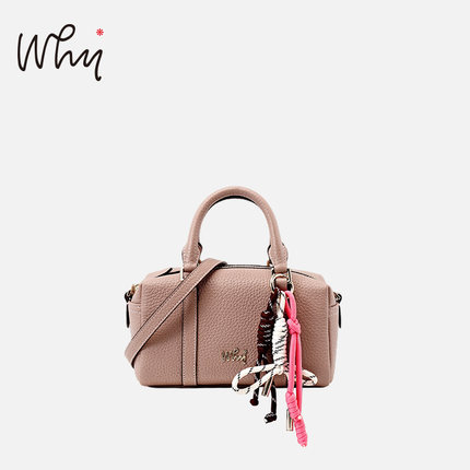 WHY女包迷你波士顿包少女感真皮保龄球手提包大容量单肩斜挎包