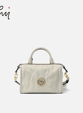 WHY女包真皮波士顿包褶皱牛皮小众设计大容量通勤包单肩斜挎包