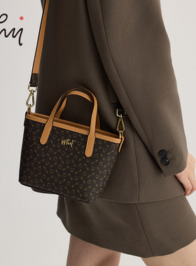 WHY包包印花小托特包2026新款精致高级感单肩包迷你手提包斜挎包