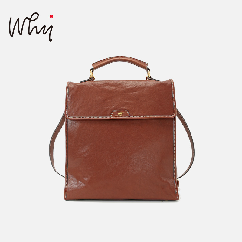 WHY女包植鞣皮复古大容量双肩包