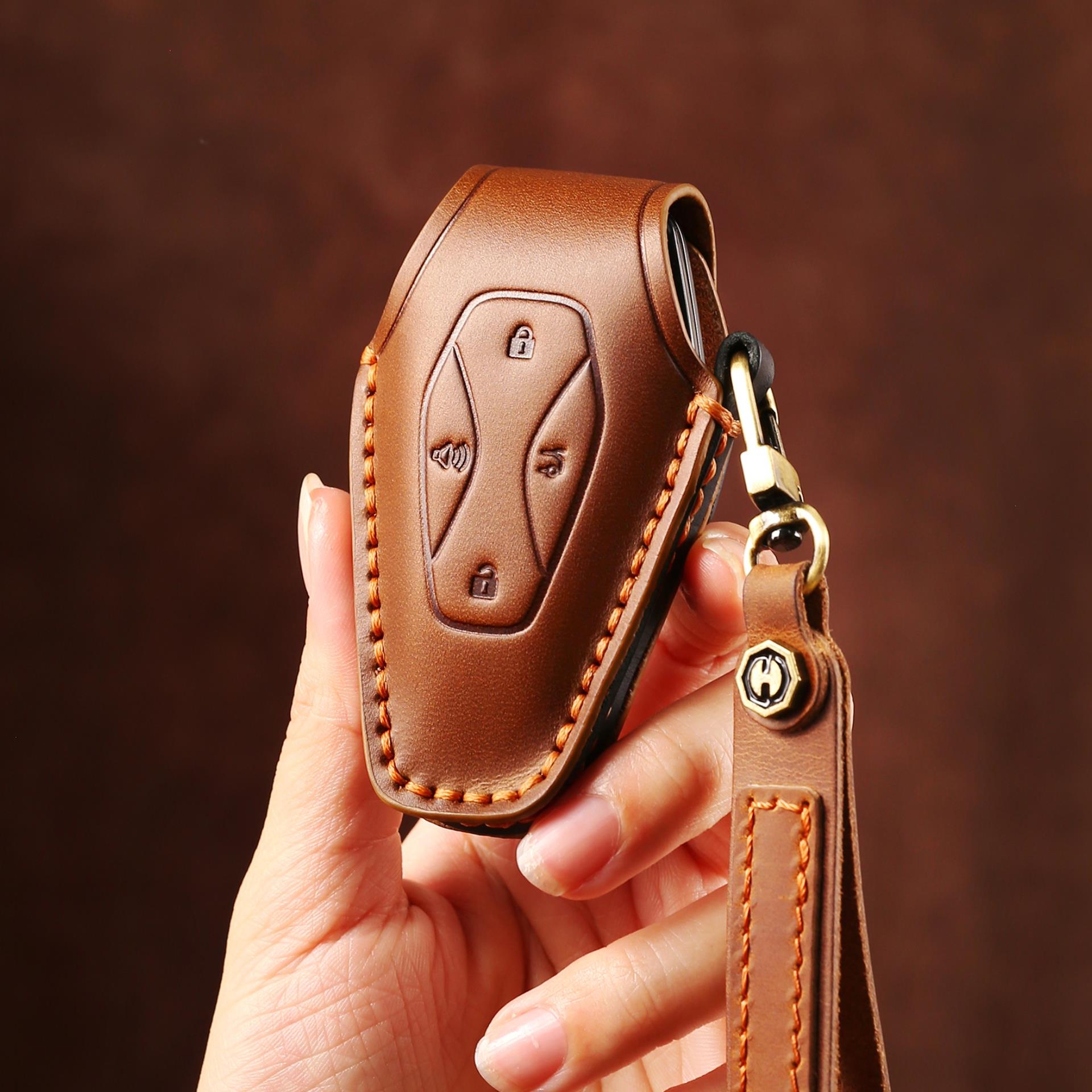 头层牛皮车企手工定制钥匙套