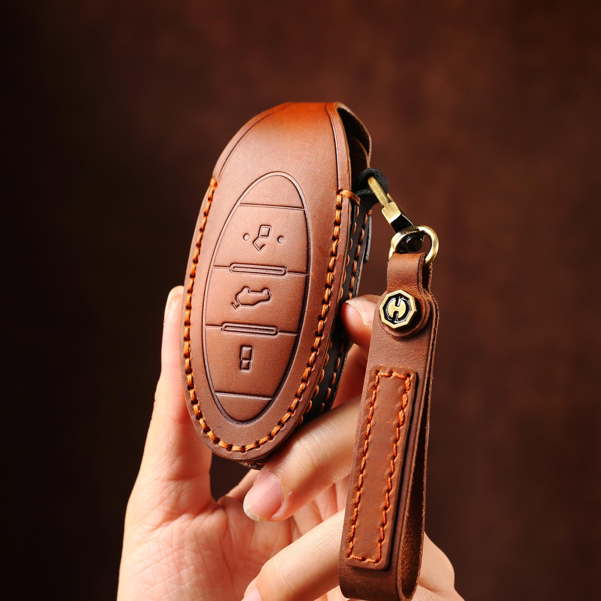 头层牛皮车企手工定制钥匙套