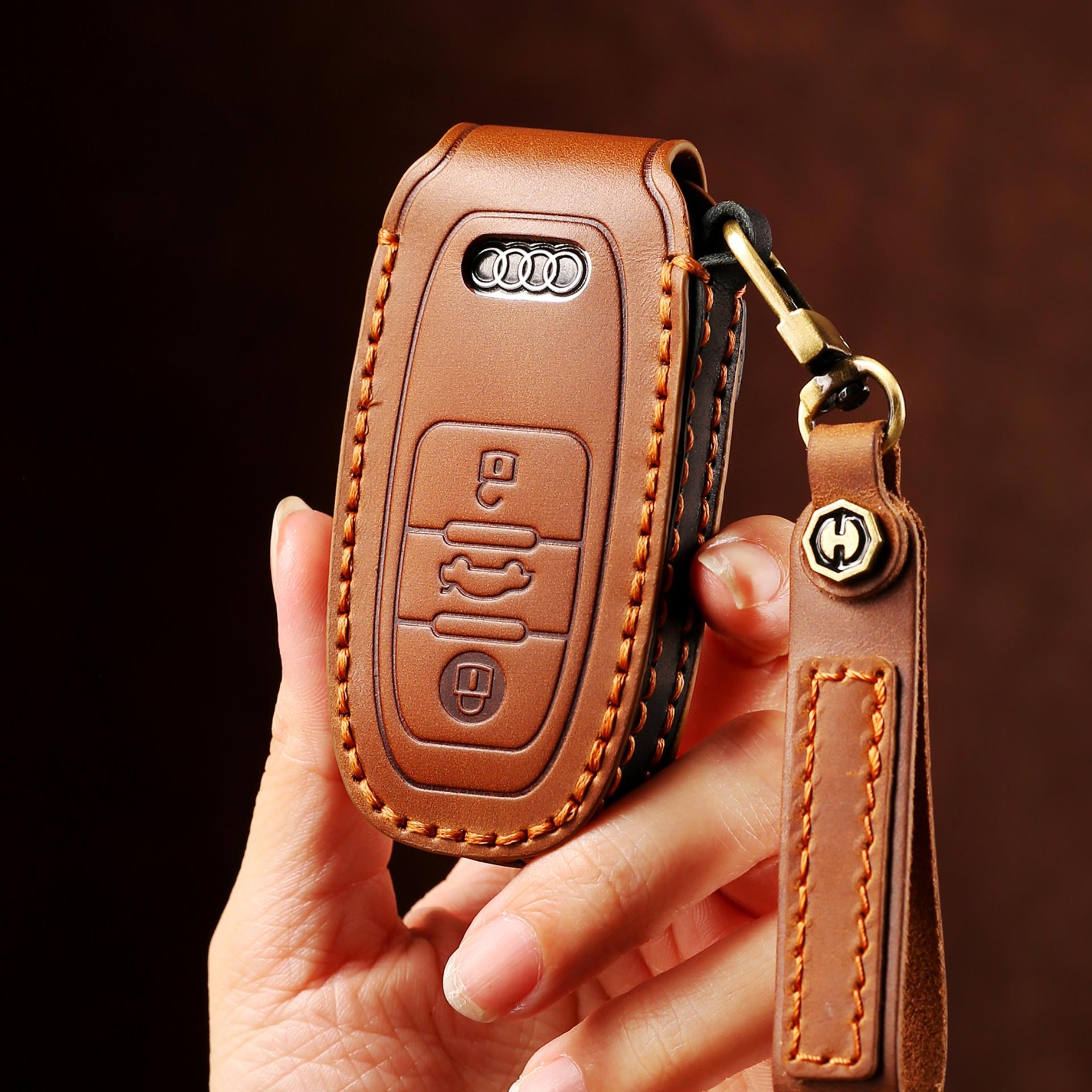 头层牛皮车企手工定制钥匙套