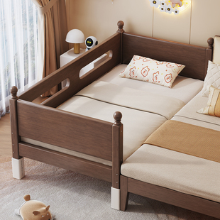 实木儿童床拼接床婴儿床拼接大床男孩宝宝床边小床加宽床单人定制