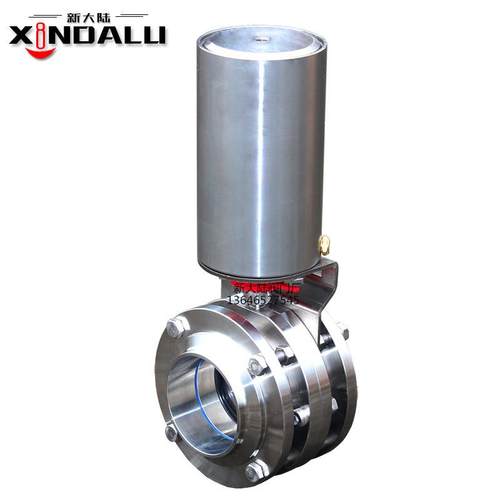 新大陆不锈钢三片式气动蝶阀气动法兰焊接蝶阀不锈钢气动头气动