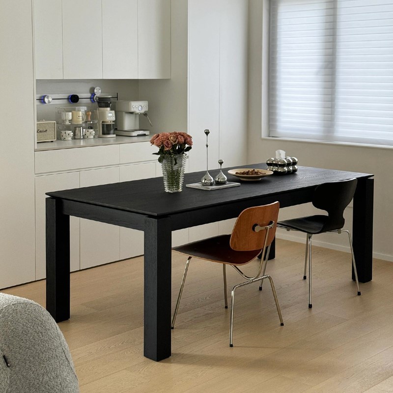 北欧侘寂风实木餐桌极简白蜡木长方形办公会议桌工作台洽谈大板桌