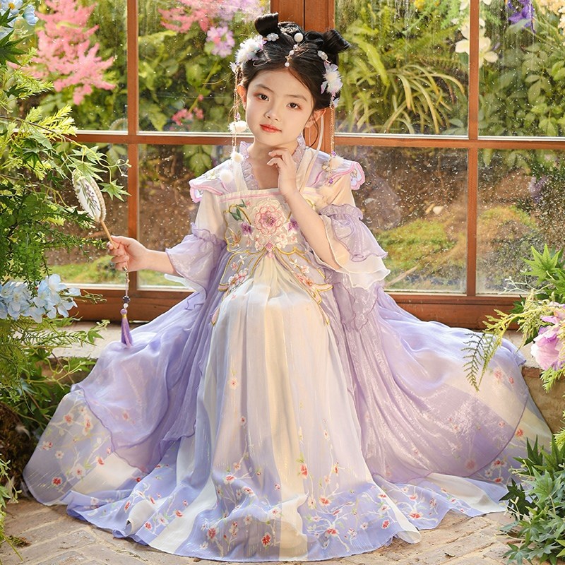 汉服女童夏季超仙国风连衣裙2025新款唐装裙子古风儿童古装公主裙