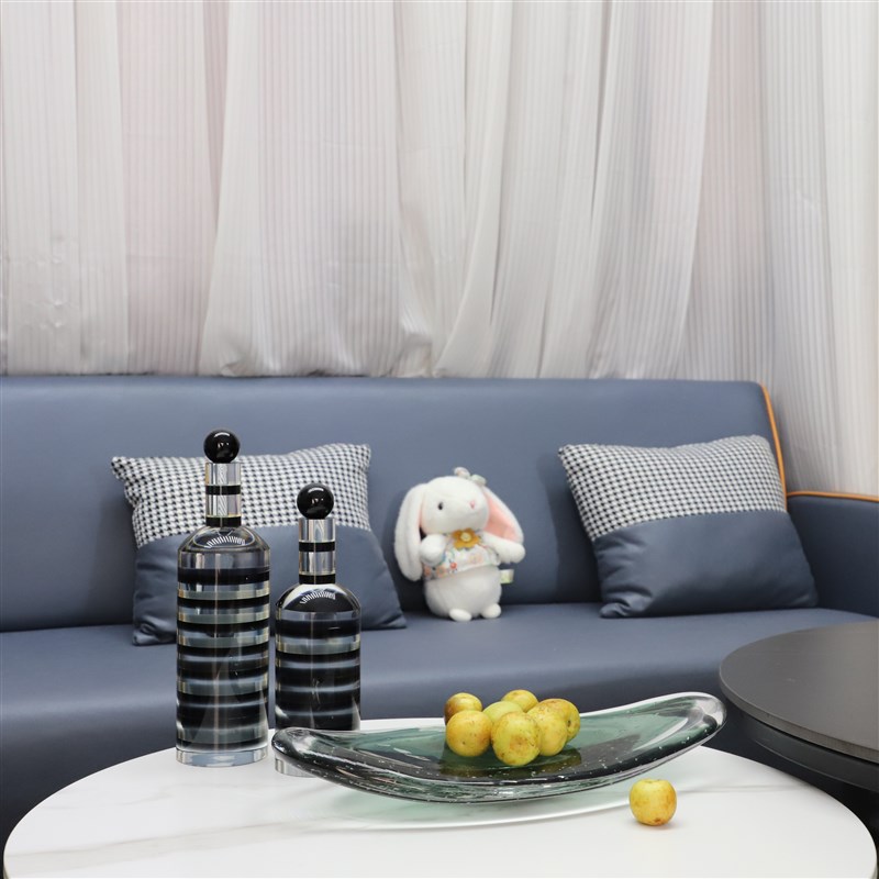 现代简约高档水晶琉璃果盘摆件客厅茶几酒店玄关办公室家居装饰品