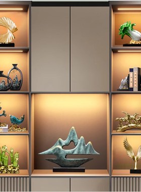新中式家居玄关招财摆件客厅电视柜高档轻奢摆设办公室酒柜装饰品