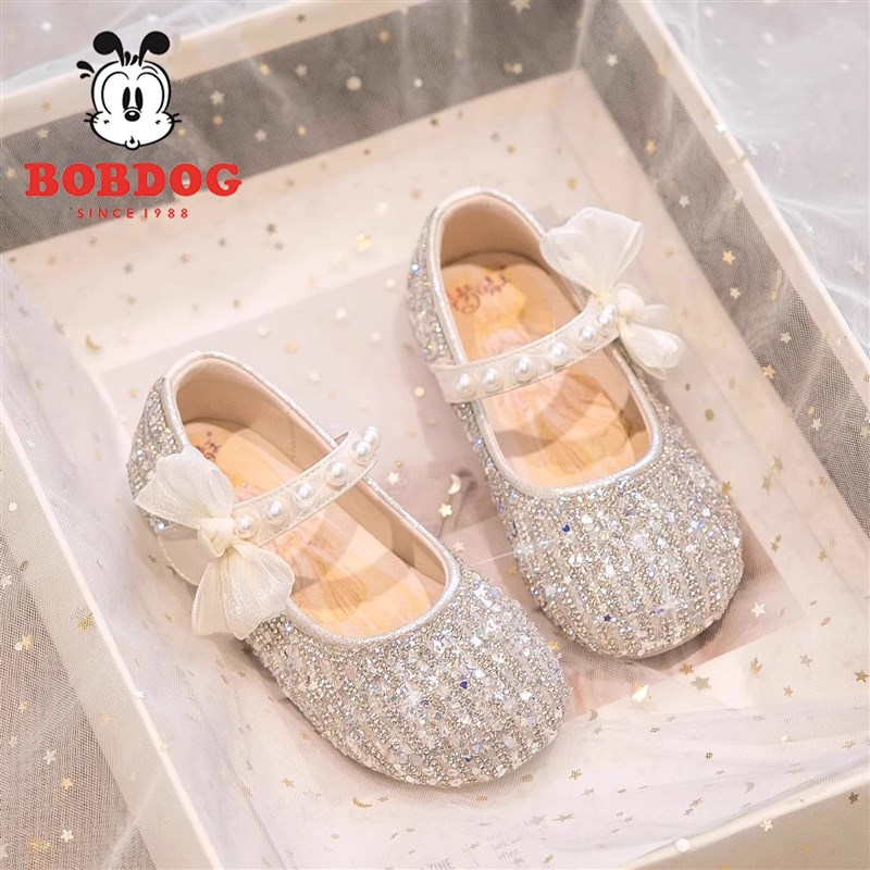 真皮女童公主鞋儿童水晶鞋2025春秋新款配礼服皮鞋小女孩软底单鞋