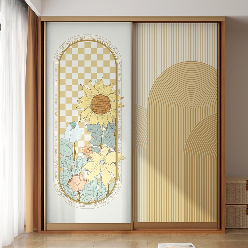 墙纸自粘衣柜贴纸柜子柜门推拉门改造家具翻新贴衣橱玻璃移门壁纸