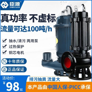 污水泵家用排污抽粪农用灌溉抽水三相380V抽污水泵潜水泵220V