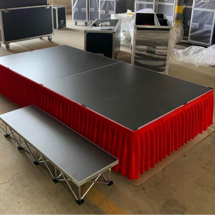 地毯面室内酒店简易活动舞台拉网支架伸缩铝合金舞台