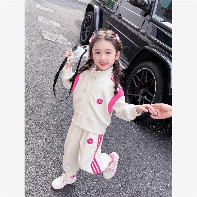 女童套装网红春装2025新款洋气儿童春I秋衣服时髦女大童运动两件