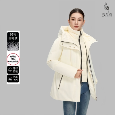 中长款95白鸭绒羽绒服羽凡鸟休闲