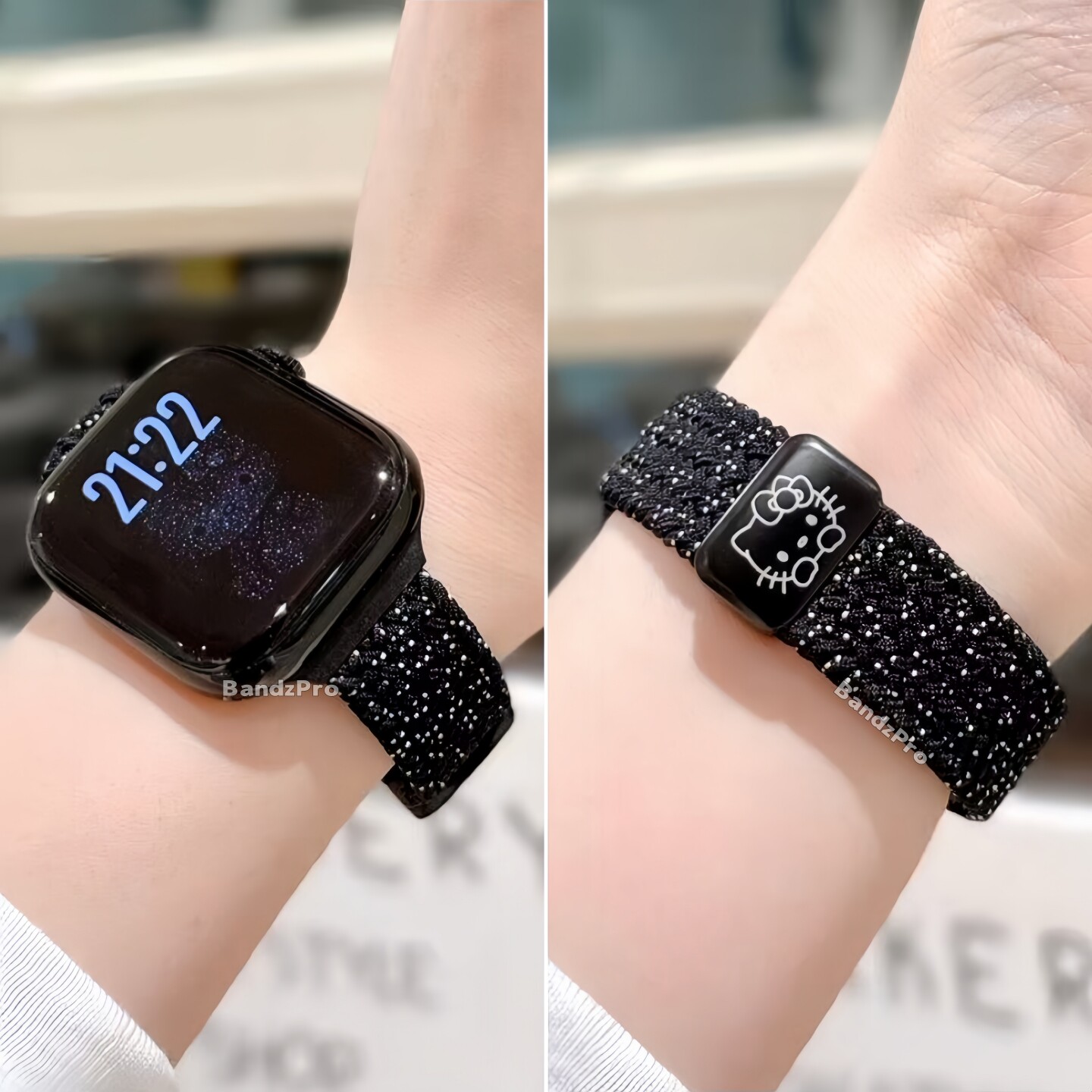 适用iwatch细款kt猫磁吸编织表带图片
