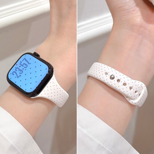 适用iwatch韩系细小波点硅胶表带