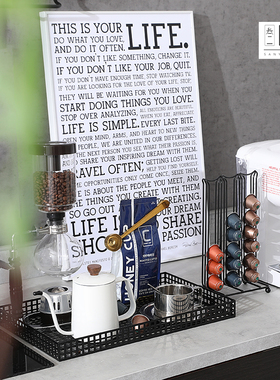 高端轻奢样板间厨房装饰品小摆件咖啡机豆壶用品套装组合软装搭配