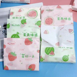 10包 印花抽纸西瓜与草莓印花 学生便携小纸包面巾纸彩色餐巾纸