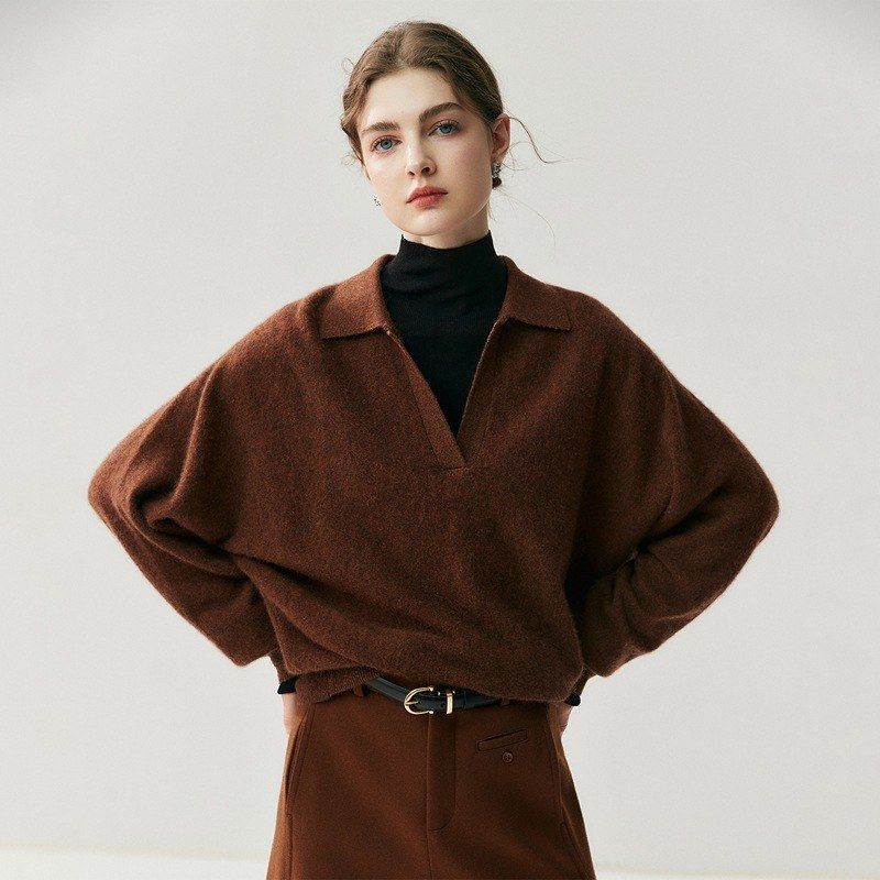 秋冬新款女式山羊绒POLO衫软糯