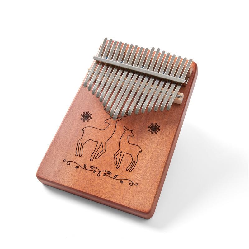 亚马逊热销鹿鸣17音桃花芯手指钢琴迷你实木拇指琴五指创意
